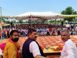 BJP leaders during a party programme in Marh on Sunday.