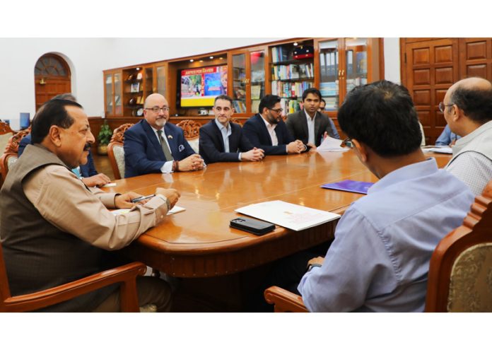 US-India Business Council (USIBC) delegation led by Edward Knight, Executive Vice Chairman, calling on Union Minister Dr Jitendra Singh at North Block, New Delhi on Wednesday. US-India Business Council (USIBC) delegation led by Edward Knight, Executive Vice Chairman, calling on Union Minister Dr Jitendra Singh at North Block, New Delhi on Wednesday.