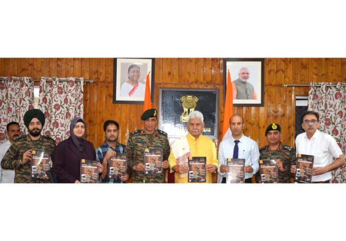 Lt Governor Manoj Sinha releasing 2nd edition of The North Kashmir Gazettee.
