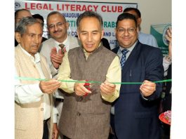 Chief Justice Tashi Rabstan inaugurating Legal Literacy Club at DPS Udhampur.