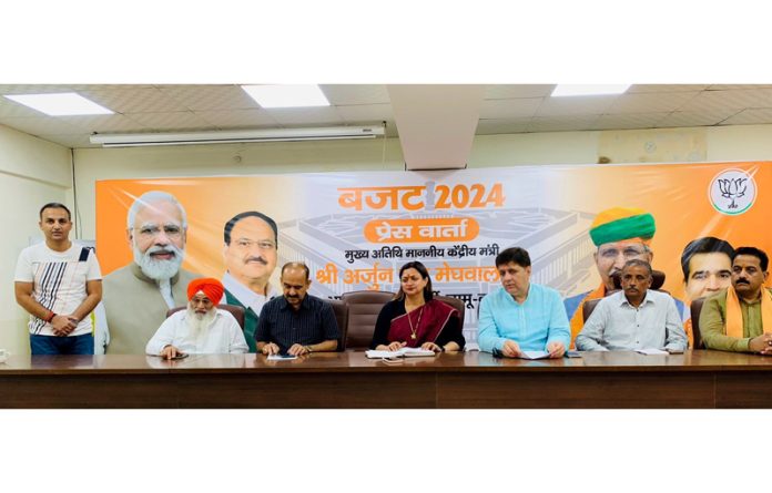 BJP leaders during a party programme at Jammu on Tuesday.