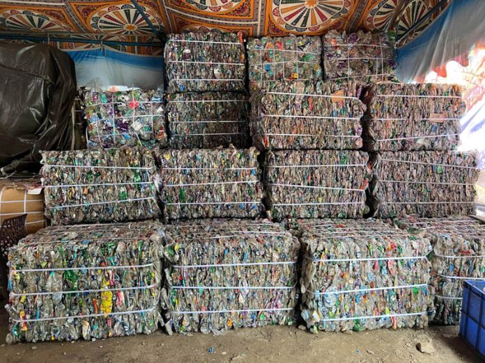 Plastic waste collected by sanitation workers from Amarnath Yatra routes.