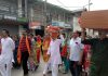 Chari Mubarak of Annual Sarthal Devi Yatra passing through the streets of Kishtwar on Sunday.