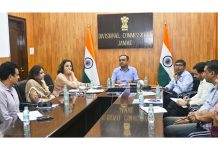 Divisional Commissioner Ramesh Kumar chairing a meeting on Tuesday.
