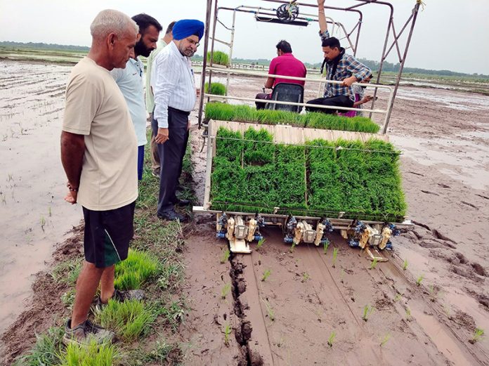 Director Agriculture, Arvinder Singh Reen during visit to Seed Multiplication Farm at Chinore.