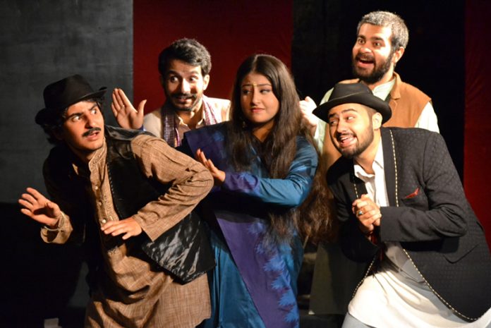A scene from Hindi play ‘Tauba-Tauba’ staged at Jammu on Sunday.
