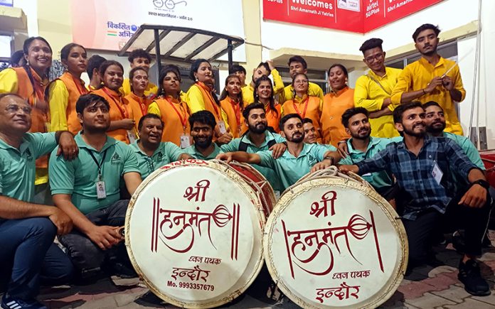 Swaaha team members along with Dhol artists from Indore at Bhagwati Nagar Jammu on Sunday.