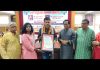 Kewal Kumar Kewal being awarded with Shiv Mangal Singh Suman Samman.