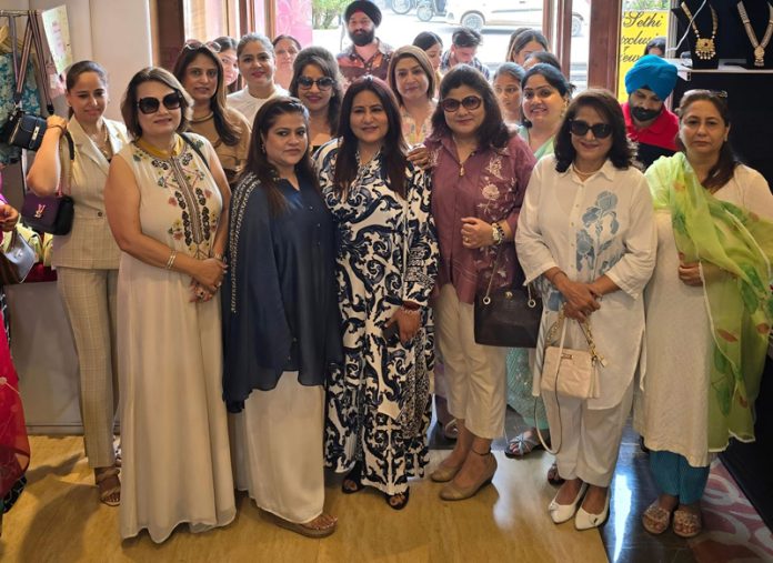 Chief spokesperson of J&K BJP Mahila Morcha, Ritika Trehan along with other ladies during 