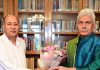 Lt Governor Manoj Sinha meeting with GM Shaheen, president JDU at Raj Bhawan on Friday.
