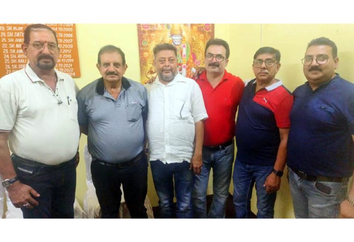 B B Kerni, president, WSMA posing along with other members of team in Jammu on Monday.