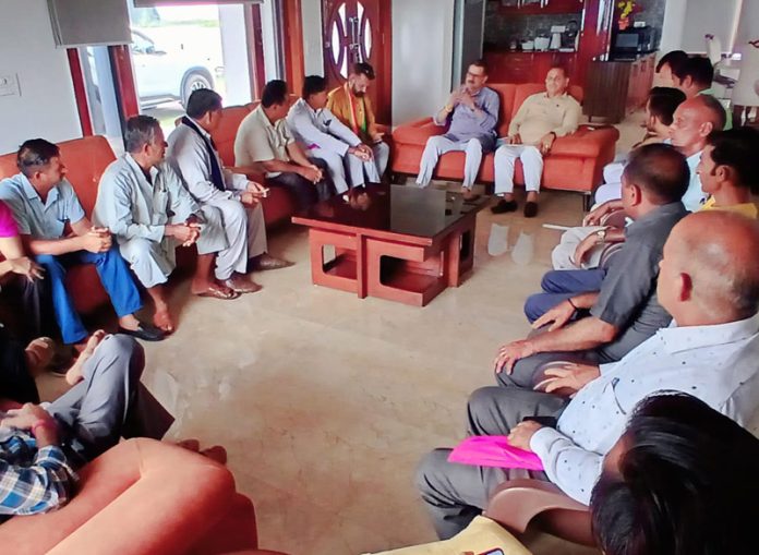 BJP leaders during a review meeting of party programmes at Kalakote on Friday.