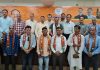 New entrants who joined BJP posing with senior party leaders at Jammu on Friday.