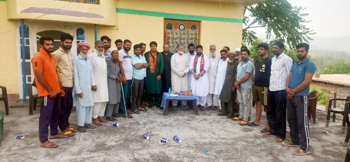 Abdul Gani Kohli, former Minister posing along with other leaders of BJP ST Cell in Rajouri on Saturday.