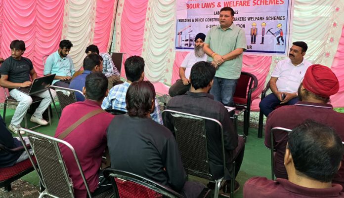 ALC Rajouri Pradyot Gupta addressing the truck operators.