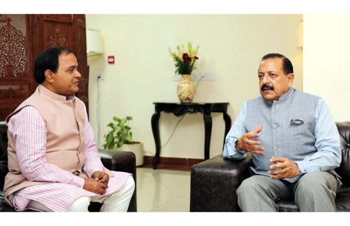  Odisha Science & Technology Minister, Krushna Chandra Patra calling on Union Minister Dr Jitendra Singh at New Delhi on Saturday. 