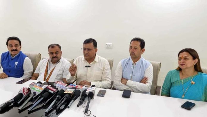 BJP leaders at a press conference at Jammu on Saturday