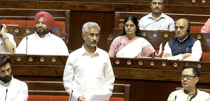 External Affairs Minister S Jaishankar speaking in the Rajya Sabha on Tuesday. (UNI)