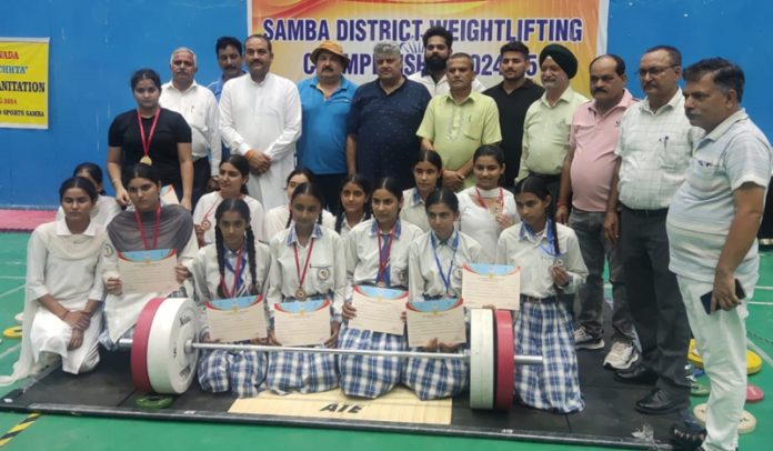 Weightlifters posing along with dignitaries at Samba on Saturday.