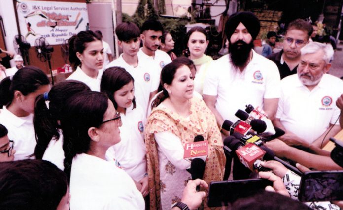 ADC (Law & Order) Ansuya Jamwal briefing media at Jammu.