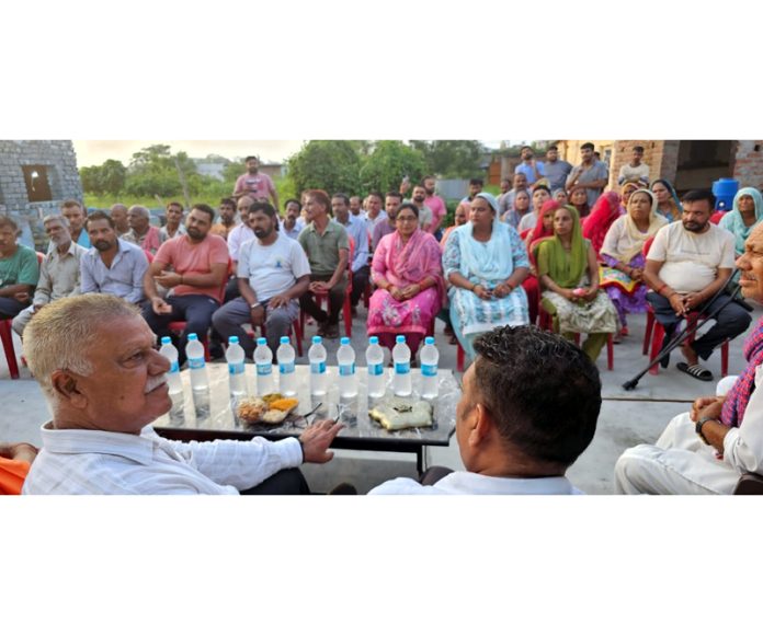 BJP senior leader Choudhary Sukhnandan addressing a public gathering in Marh on Tuesday.