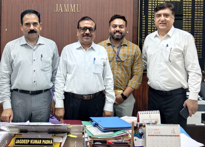 Jammu Airport Director with CEO Jammu and others at the launch of IT-enabled toilets in Govt schools under CER initiative.