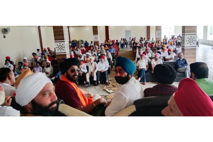 BJP Minority Morcha president, Ranjodh Singh Nalwa and other party leaders during a function in Kathua district.