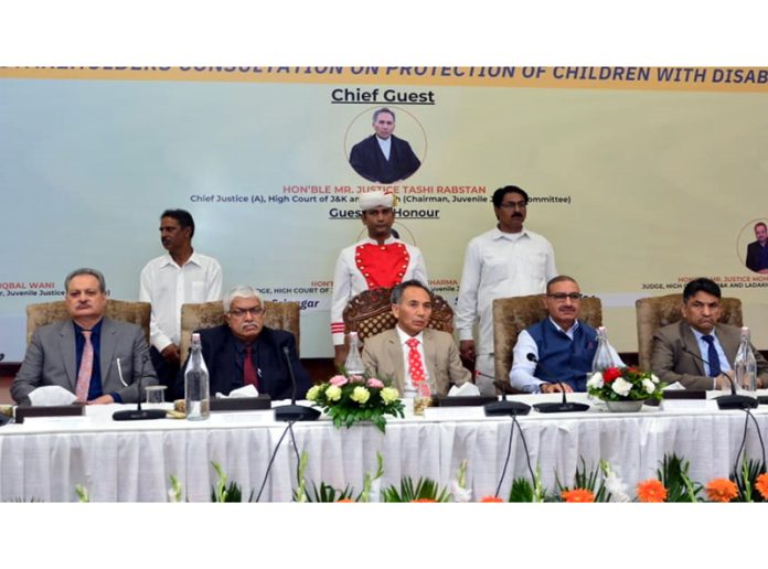 Justice Tashi Rabstan along with other dignitaries during inauguration of Annual Consultation at Srinagar on Saturday.