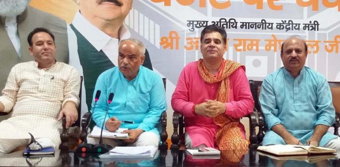 BJP leaders during a party meeting at Jammu on Tuesday.