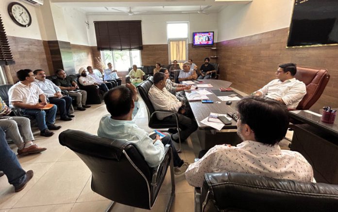 Managing Director, JPDCL Vikas Kundal chairing a meeting on Saturday.