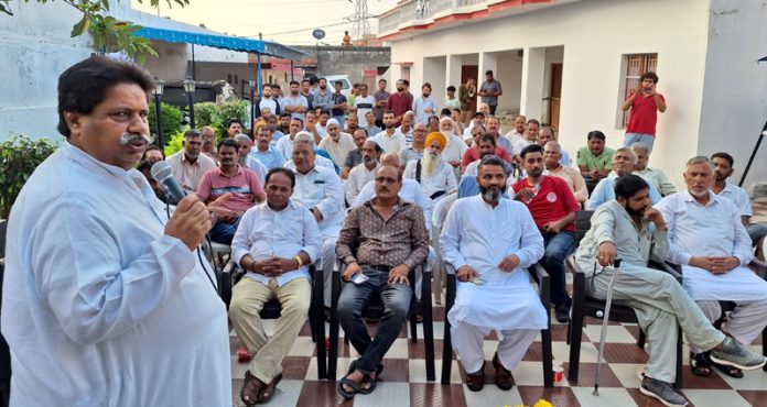 JKPCC working president Raman Bhalla during a public meeting at Channi Ramma, Jammu.