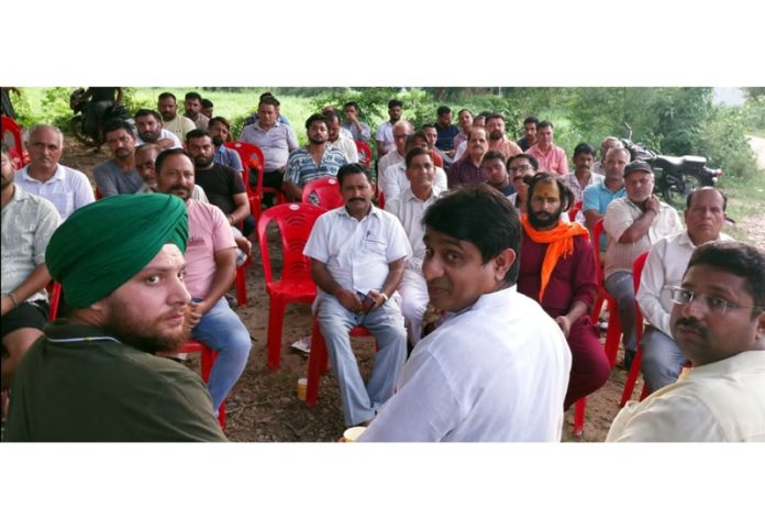 IYC gen secy Uday Chib addressing public meeting in Jammu North on Sunday.