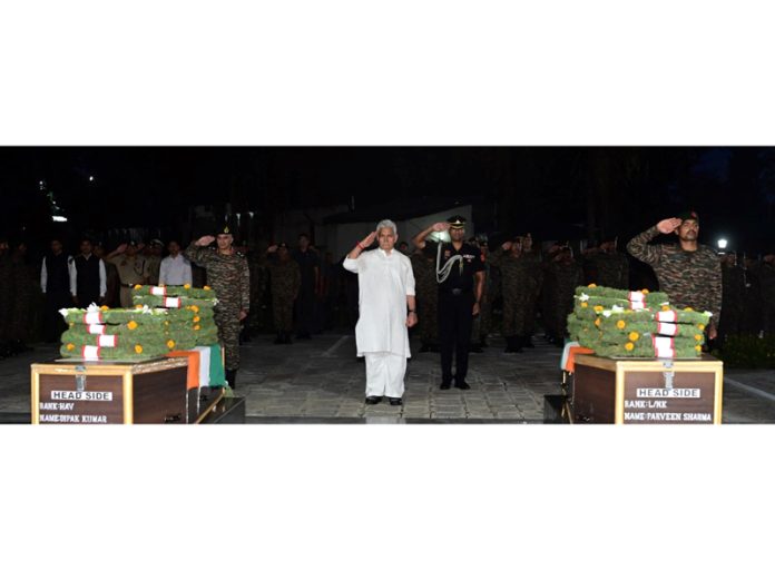 LG Manoj Sinha paying homage to martyrs.