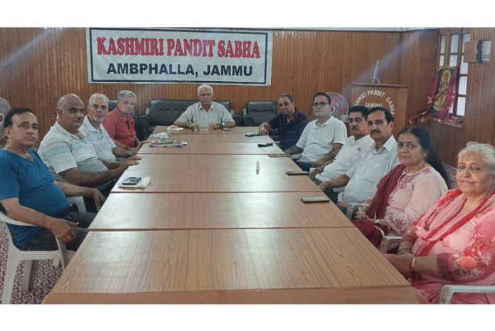 KPS Executive members during a meeting at Jammu on Saturday.