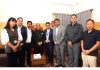 LG Ladakh, Brigadier (Dr) BD Mishra posing along with members of a delegation from ICICI Bank.