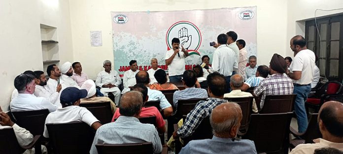 Cong activists observing ‘Quit India Day’ function at party office in Jammu.