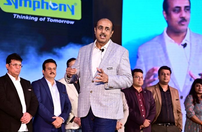 Achal Bakeri, Chairman at Symphony Ltd launching new coolers during an event on Tuesday.