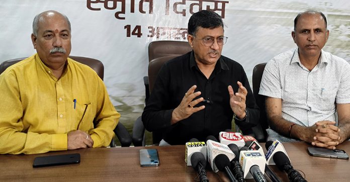 BJP leaders at a press conference at Jammu on Saturday.