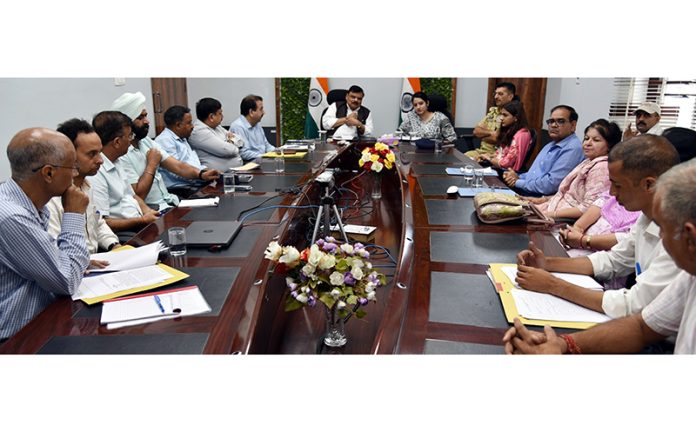 Principal Secy Alok Kumar chairing a meeting on Friday.