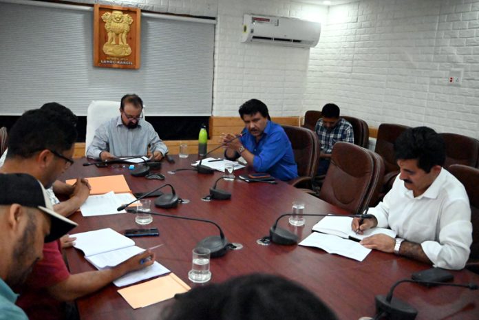 CEC LAHDC Dr Mohd Jaffer Akhoon chairing a meeting in Kargil on Monday.