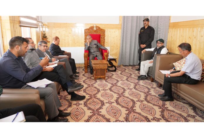 Social activist Sajjad Kargili in a meeting with LG Ladakh Brigadier (Dr) BD Mishra (Retired) at Leh.