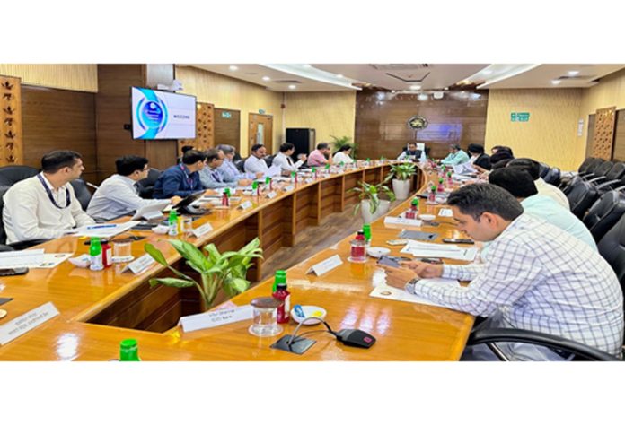 Regional Director of RBI J&K and Ladakh, Chandrashekhar Azad, chairing EC meeting on MSMEs at Jammu on Monday.