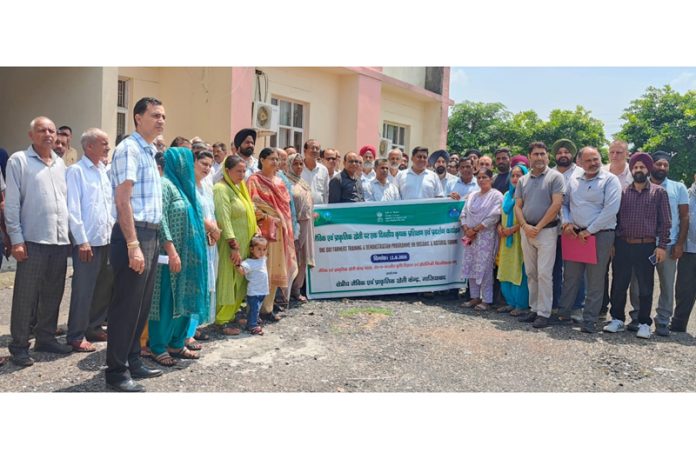 Participants at farmer training programme in R S Pura on Monday.