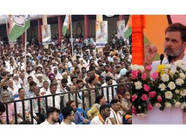 LoP in Lok Sabha Rahul Gandhi addressing an election rally in Jammu on Wednesday. -Excelsior/Rakesh