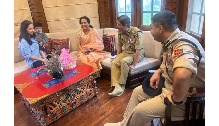 DGP R.R.Swain alongwith his wife & IGP Kashmir V.K.Birdhi meeting family of martyr Humayun Bhat.