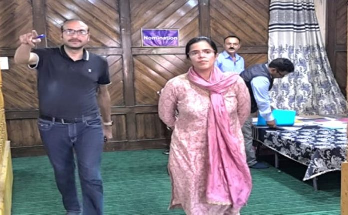 DEO Kupwara Ayushi Sudan inspecting election arrangements.