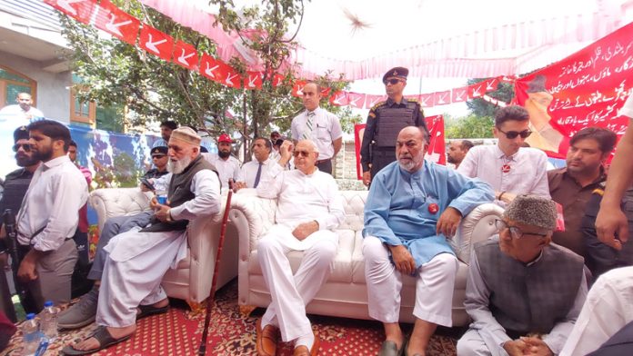 NC President Dr Farooq Abdullah during a rally in Bandipora. - Excelsior/Firdous