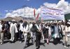 A view of Padyatra which started from Leh on Sunday.