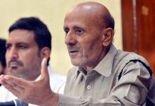 Baramulla MP Engineer Rashid addressing a press conference in New Delhi on Wednesday. (UNI)