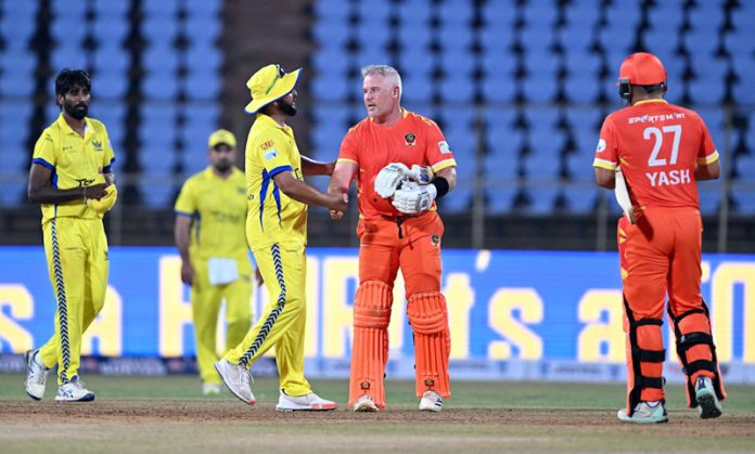 Morne van Wyk’s shaking hand with Suresh Raina during a match at Jodhpur.